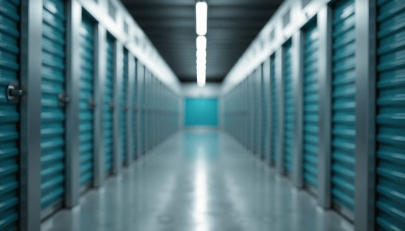 Eye-level view of a clean and organized storage unit interior