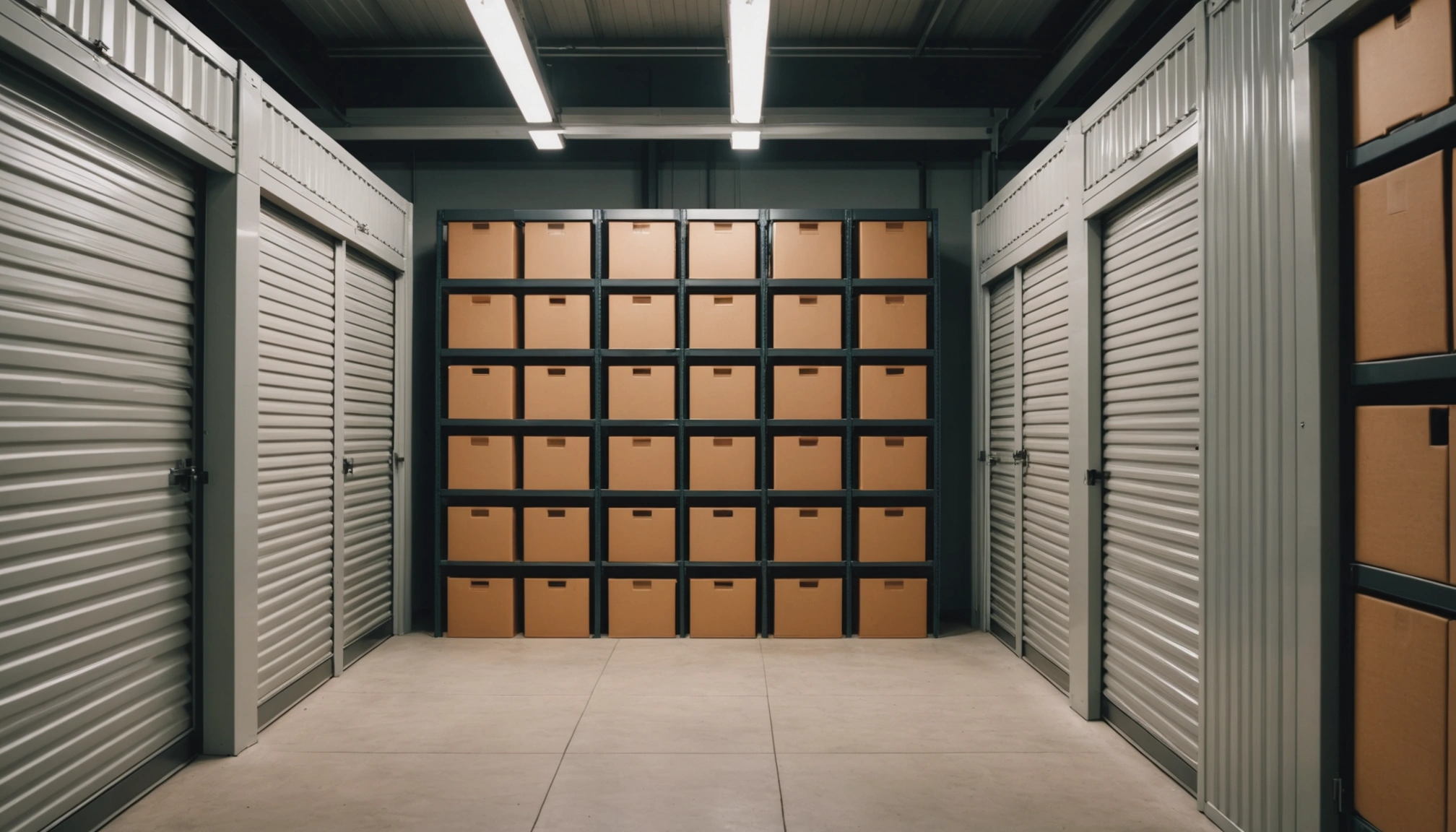 Eye-level view of organized storage unit